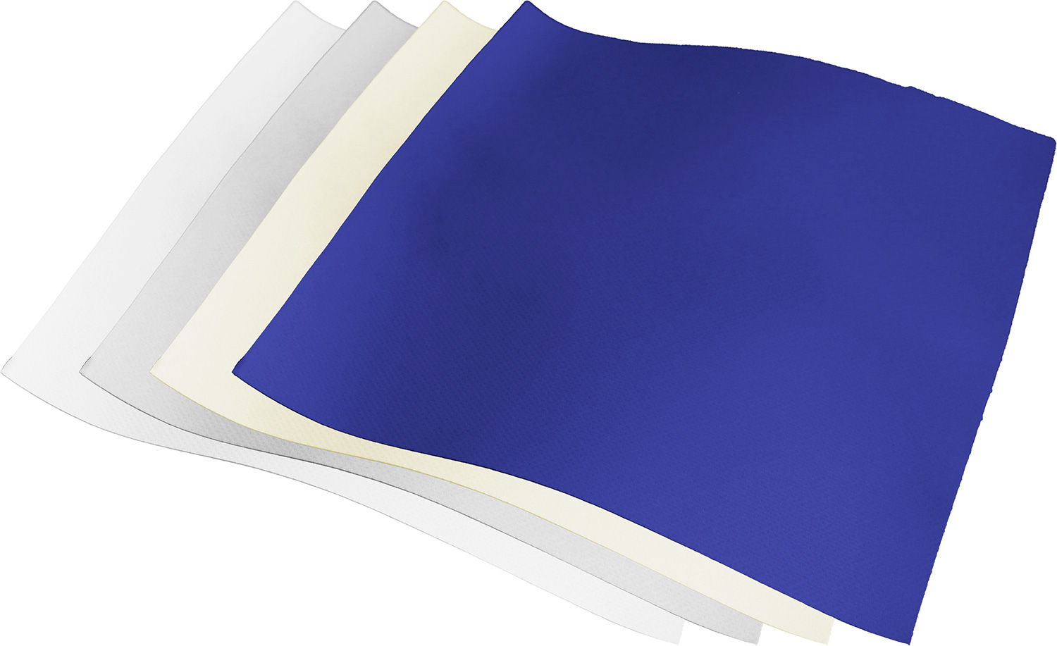 teli di 4 colori bianco, grigio, panna e blu
